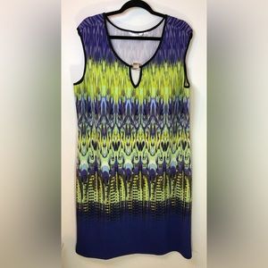 Plus Size Dress Blue, Green & Purple